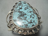 Huge Vintage Native American Navajo Basalt Turquoise Sterling Silver Bracelet-Nativo Arts