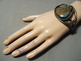 Museum Vintage Native American Navajo Royston Turquoise Sterling Silver Leaf Bracelet Old-Nativo Arts