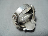 Signed Navajo Native American Lapis Sterling Silver Ring-Nativo Arts