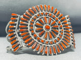 Native American Authentic Vintage Native Americna Coral Sterling Silver Bracelet-Nativo Arts
