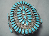 Important Vintage Native American Zuni Milburn Dishta Turquoise Sterling Silver Bracelet-Nativo Arts