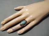 Impressive Vintage Native American Navajo Turquoise Sterling Silver Ring Old-Nativo Arts