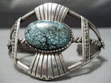 Museum Vintage Native American Navajo Spider Turquoise Sterling Silver Bracelet Old-Nativo Arts