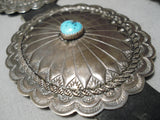 Huge Vintage Native American Navajo Turquoise Sterling Silver Hand Wrought Concho Belt Old-Nativo Arts
