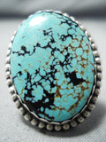 Important Running Water Vintage Native American Navajo Turquoise Sterling Silver Ring-Nativo Arts