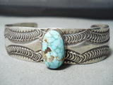 Important Navajo Native American Carico Lake Turquoise Sterling Silver Bracelet-Nativo Arts