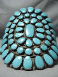 Tremendous Vintage Native American Navajo Turquoise Cluster Sterling Silver Bracelet-Nativo Arts