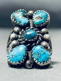 Native American Phenomenal Vintage Navajo Pilot Mountain Turquoise Sterling Silver Ring-Nativo Arts