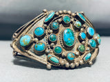 Late 1800's Early 1900's Vintage Native American Navajo Turquoise Coin Sterling Silver Bracelet-Nativo Arts