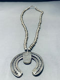 Early Vintage Native American Navajo Turquoise Coin Or Sterling Silver Necklace-Nativo Arts