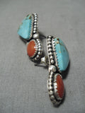 Important Jeanette Dale Native American Navajo Royston Turquoise Sterling Silver Earrings-Nativo Arts