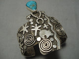 One Best Vintage Native American Navajo Alex Sanchez Turquoise Sterling Silver Bracelet-Nativo Arts