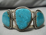 Important Vintage Native American Navajo Will Yazzie #8 Turquoise Sterling Silver Bracelet Old-Nativo Arts