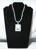 Native American Unique Vintage Santo Domingo Turquoise Sterling Silver Necklace Old-Nativo Arts