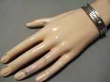 Early 1900's Vintage Native American Navajo Whilring Logs Sterling Silver Bracelet-Nativo Arts