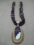 One Of The Best Vintage Native American Navajo Amethyst Sterling Silver Necklace Old-Nativo Arts