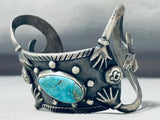 One Of The Most Unique 4 Arms Vintage Native American Navajo Sterling Silver Turquoise Bracelet-Nativo Arts