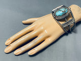 Rare Turquoise Mine Vintage Native American Navajo Sterling Silver Bracelet Cuff-Nativo Arts