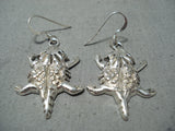Ann Miller Navajo Sterling Silver Horny Toad Earrings Native American-Nativo Arts