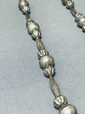 One Of The Best Hand Tooled Vintage Native American Navajo Turquoise Sterling Silver Necklace-Nativo Arts