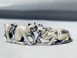 Very Unique Cat Family Vintage Native American Navajo Sterling Silver Bracelet-Nativo Arts