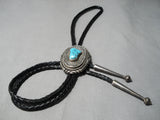 Important Vintage Native American Navajo Wilson Begay Turquoise Sterling Silver Bolo Tie Old-Nativo Arts
