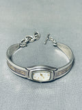 Native American Striking Vintage Santo Domingo Sterling Silver & 14k Gold Watch Bracelet-Nativo Arts