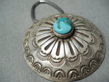 Impressive Vintage Native American Navajo Royston Turquoise Sterling Silver Keychain Old-Nativo Arts