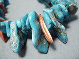 Fabulous Vintage Navajo Kingman Turquoise Necklace Native American Old-Nativo Arts
