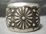 Huge Heavy Hand Tooled Vintage Native American Navajo Sterling Silver Shell Bracelet Cuff-Nativo Arts