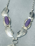Important Vintage Native American Navajo Charoite Sterling Silver Necklace-Nativo Arts