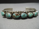 Rare Vintage Native American Navajo Teardrop Royston Turquoise Sterling Silver Bracelet Old-Nativo Arts