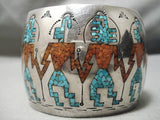 One Of Best Vintage Native American Navajo Dancing Kachina Turquoise Sterling Silver Bracelet-Nativo Arts