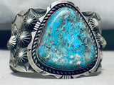 121 Gram Heavy Native American Navajo Pilot Mountain Turquoise Sterling Silver Bracelet-Nativo Arts