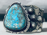 121 Gram Heavy Native American Navajo Pilot Mountain Turquoise Sterling Silver Bracelet-Nativo Arts