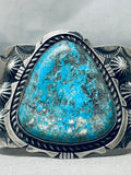 121 Gram Heavy Native American Navajo Pilot Mountain Turquoise Sterling Silver Bracelet-Nativo Arts