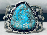 121 Gram Heavy Native American Navajo Pilot Mountain Turquoise Sterling Silver Bracelet-Nativo Arts