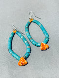 Very Rare Vintage Native American Navajo Turquoise Sterling Silver Jacla Earrings-Nativo Arts
