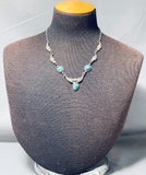Beautiful Vintage Native American Navajo Turquoise Sterling Silver Necklace Signed-Nativo Arts