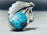 Rare Mine Turquoise Vintage Native American Navajo Morenci Sterling Silver Ring-Nativo Arts