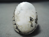 Astonishing Navajo White Buffalo Sterling Silver Ring Native American-Nativo Arts