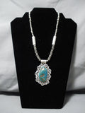 Stunning Vintage Navajo Turquoise Kwy Sterling Silver Native American Necklace-Nativo Arts