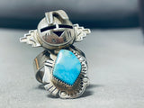 Completely Handmade Kachina Native American Navajo Turquoise Sterling Silver Ring-Nativo Arts