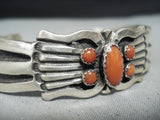 Amazing Vintage Native American Navajo Coral Sterling Silver Bracelet-Nativo Arts