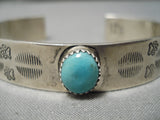 Marvelous Vintage Native American Navajo Sky Blue Turquoise Sterling Silver Bracelet Old-Nativo Arts