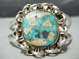 Interlocking Chain Vintage Native American Navajo Sterling Silver Turquoise Bracelet Old-Nativo Arts