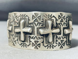 Signed Native American Navajo Sterling Silver Cross Bracelet-Nativo Arts