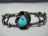 Marvelous Vintage Native American Navajo Old Kingman Turquoise Sterling Silver Bracelet Old-Nativo Arts
