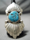 Important Huge Vintage Native American Navajo Turquoise Double Flank Sterling Silver Ring-Nativo Arts