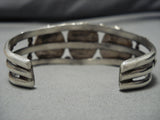 Amazing Vintage Native American Navajo Pilot Mntn Turquoise Sterling Silver Bracelet Old Cuff-Nativo Arts